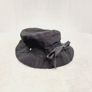Helen Kaminski Australia Washable Black Cotton Tie Bow Bucket Hat P6896
